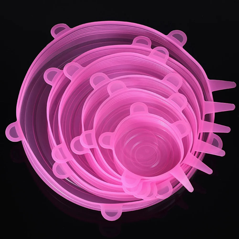 Silicone Stretch Lids- snugly seal your bowls, jars, fruits, and more (6pcs)