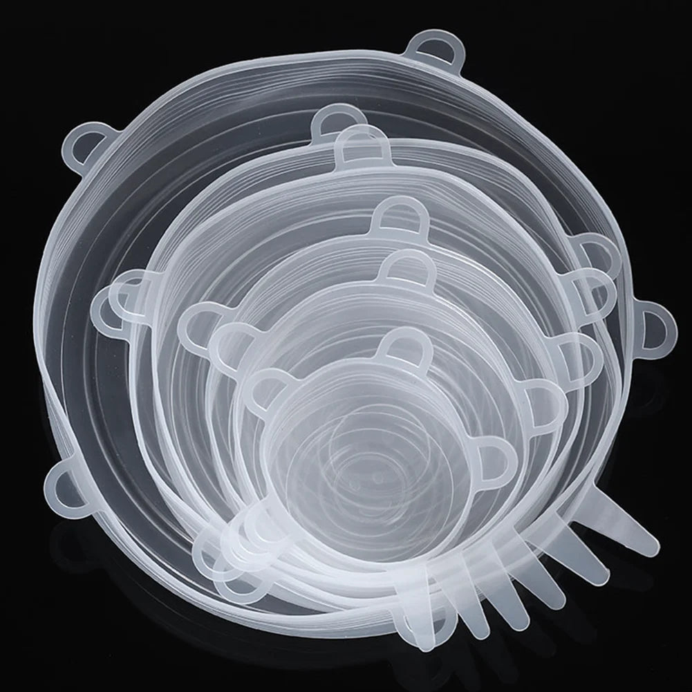 Silicone Stretch Lids- snugly seal your bowls, jars, fruits, and more (6pcs)