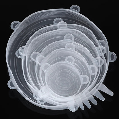 Silicone Stretch Lids- snugly seal your bowls, jars, fruits, and more (6pcs)
