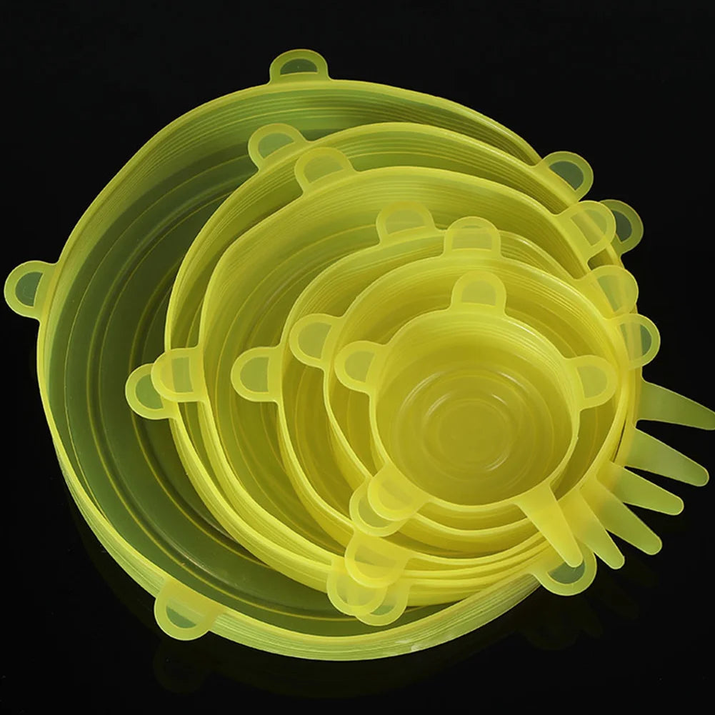 Silicone Stretch Lids- snugly seal your bowls, jars, fruits, and more (6pcs)