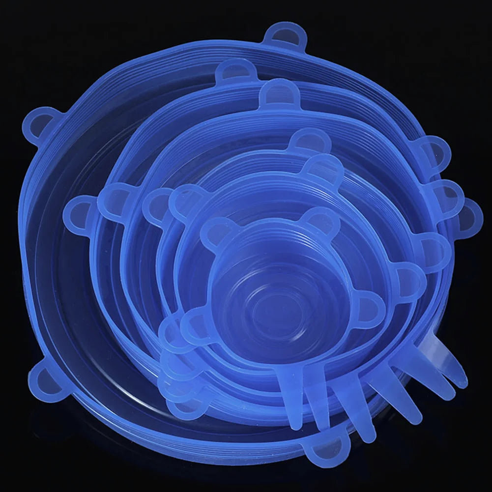 Silicone Stretch Lids- snugly seal your bowls, jars, fruits, and more (6pcs)