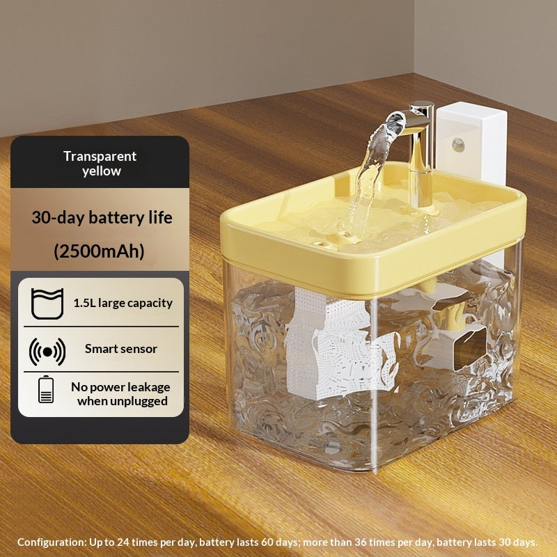 Smart Cat Water Fountain – Wireless Sensor, 1.5L Auto Dispenser