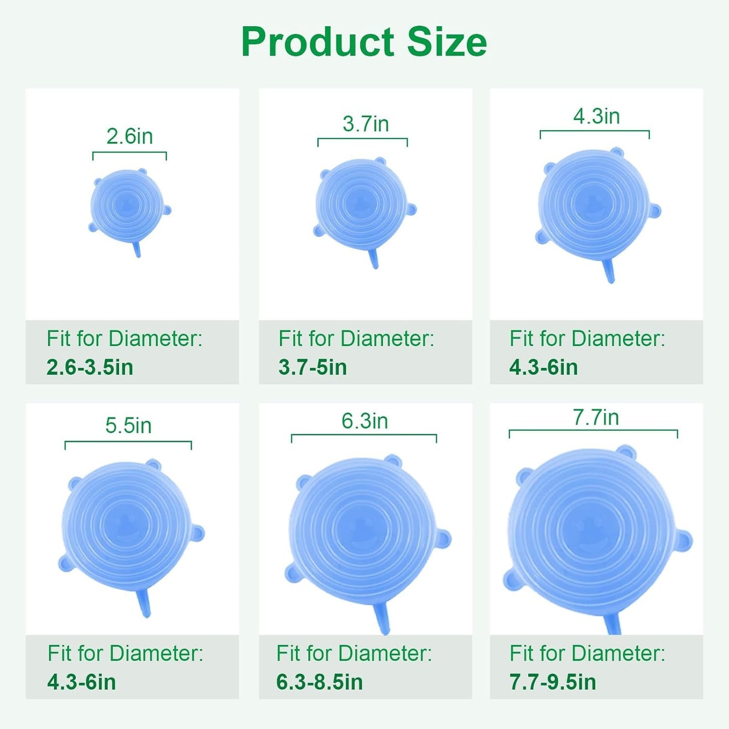 Silicone Stretch Lids- snugly seal your bowls, jars, fruits, and more (6pcs)