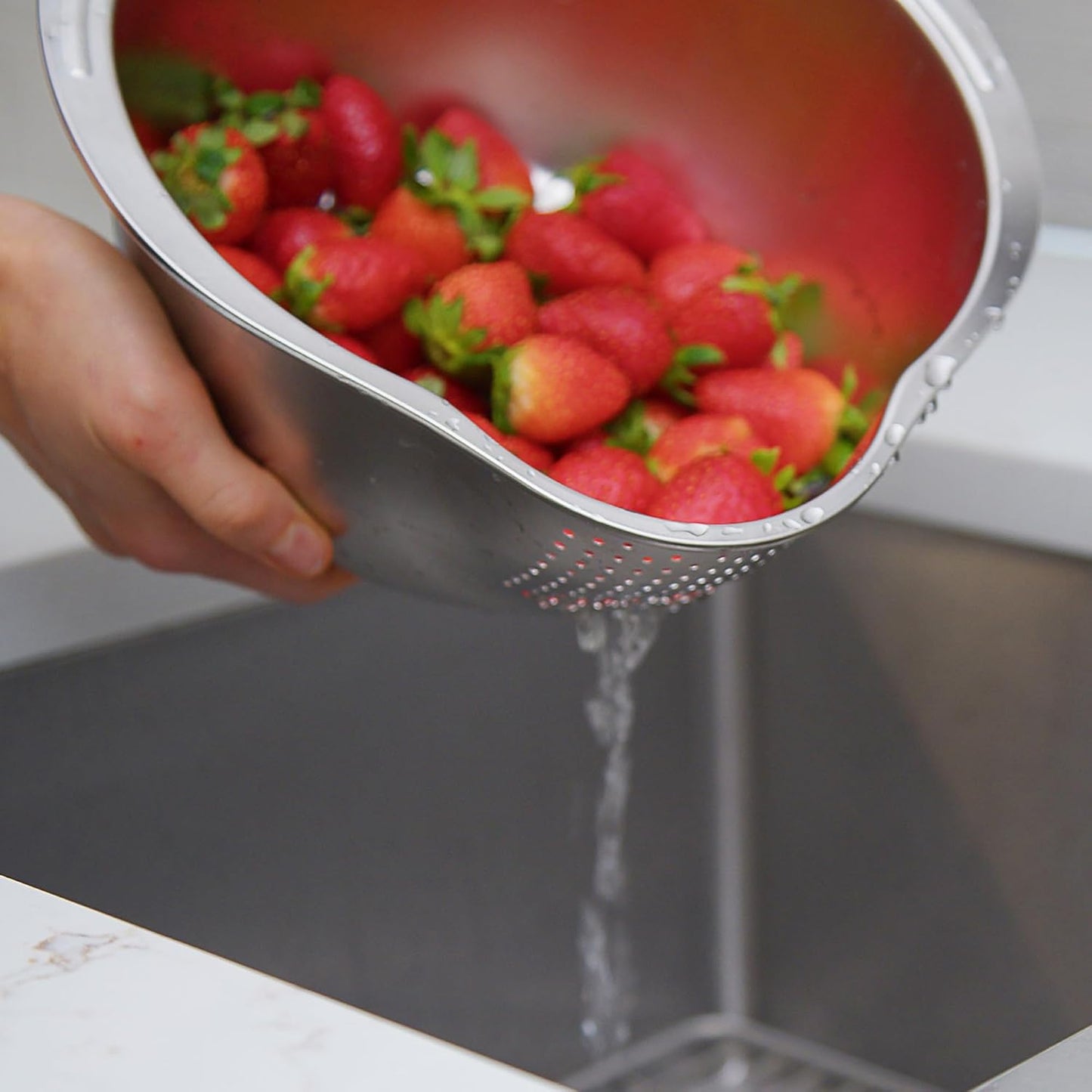 Rice Washer Strainer Bowl - 4-in-1 Washing Bowl - Cleaning Fruits, Vegetables, and Beans etc.