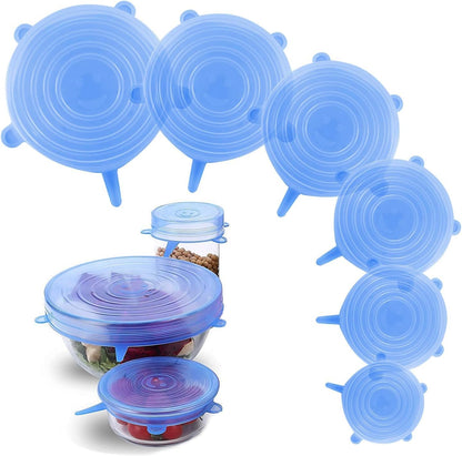 Silicone Stretch Lids- snugly seal your bowls, jars, fruits, and more (6pcs)