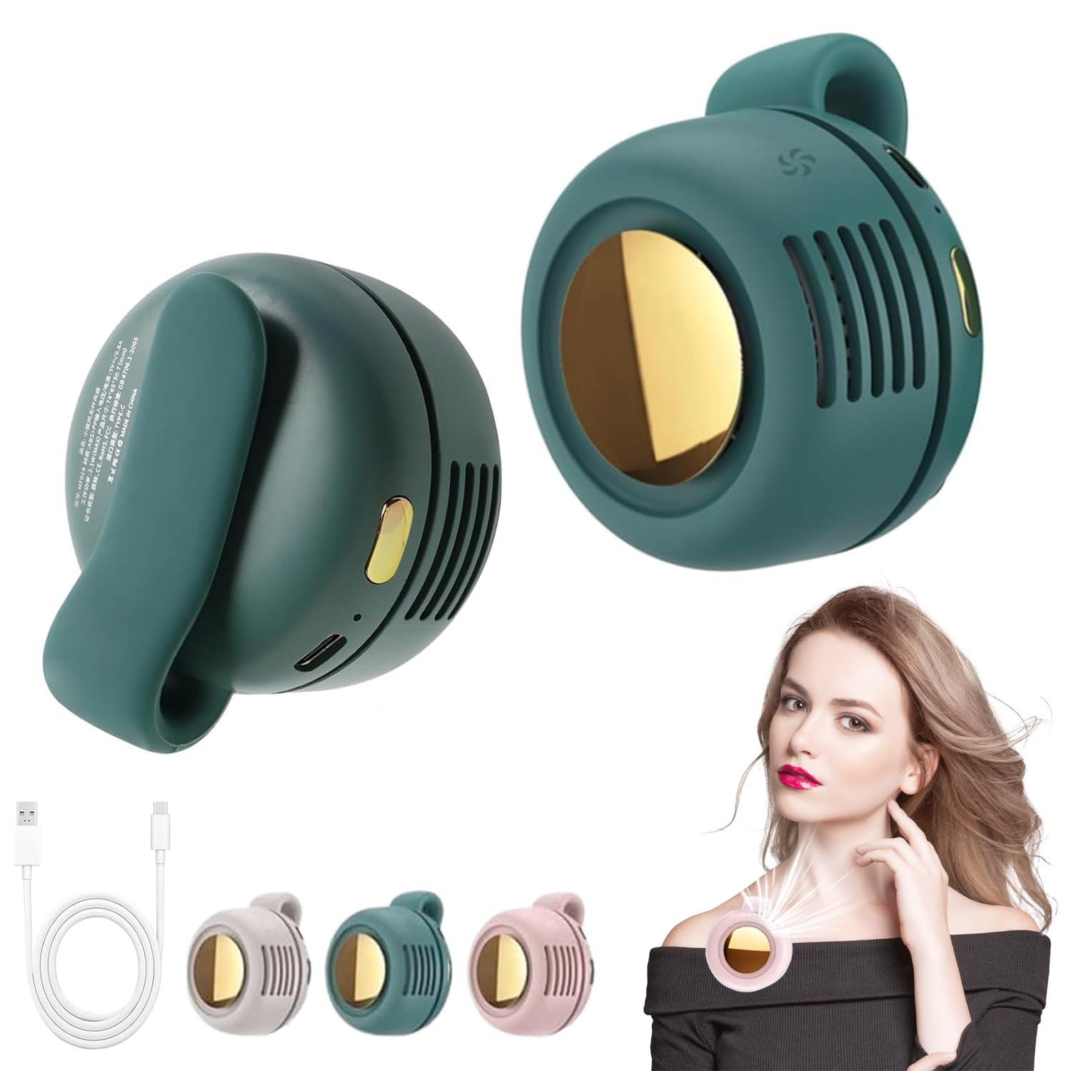 Mini Clip Fan – Portable USB Rechargeable Neck & Waist Fan | 3 Speeds, 900mAh