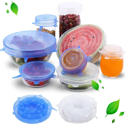 Silicone Stretch Lids- snugly seal your bowls, jars, fruits, and more (6pcs)
