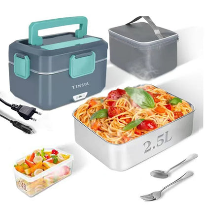 TINSOL New 3.5L Electric Heated Lunch Box No Water Refillable Food Heated Lunch Box Car Work Lunch Heater 90W Fast Heating