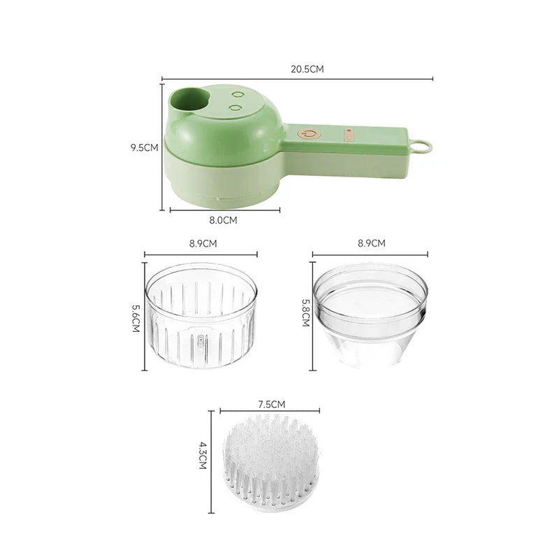 4In1 Electric Vegetable Cutter Set - Handheld Wireless Garlic Masher Food Chopper
