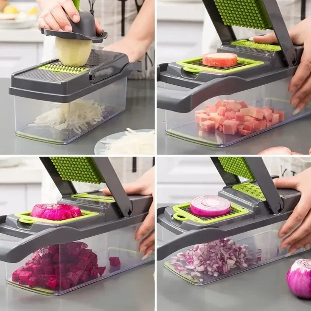 Multifunctional Vegetable Chopper Handle Food Grate Food Chopper Vegetable Slicer Dicer Cut 14/16 in 1 Kitchen Items