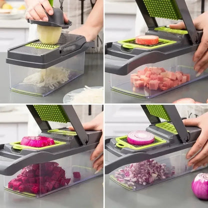 Multifunctional Vegetable Chopper Handle Food Grate Food Chopper Vegetable Slicer Dicer Cut 14/16 in 1 Kitchen Items
