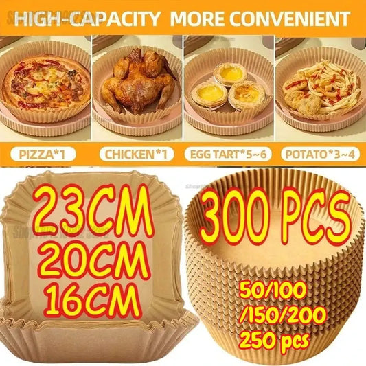 Air Fryer Disposable Paper Liners Square Round Non-Stick Baking BBQ Oil Absorbing Paper