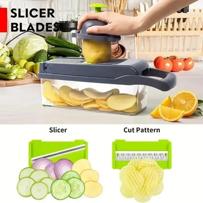 Multifunctional Vegetable Chopper Handle Food Grate Food Chopper Vegetable Slicer Dicer Cut 14/16 in 1 Kitchen Items