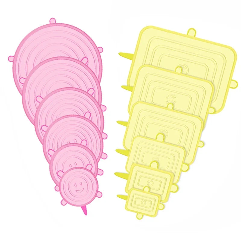 Silicone Stretch Lids- snugly seal your bowls, jars, fruits, and more (6pcs)