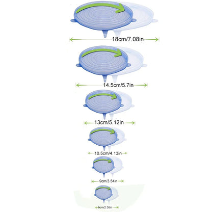 Silicone Stretch Lids- snugly seal your bowls, jars, fruits, and more (6pcs)