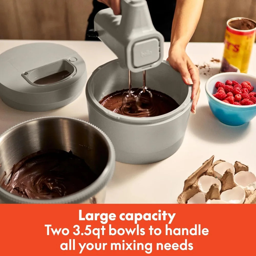 2-in-1 Hand & Stand Mixer - 200W with Dual Bowls