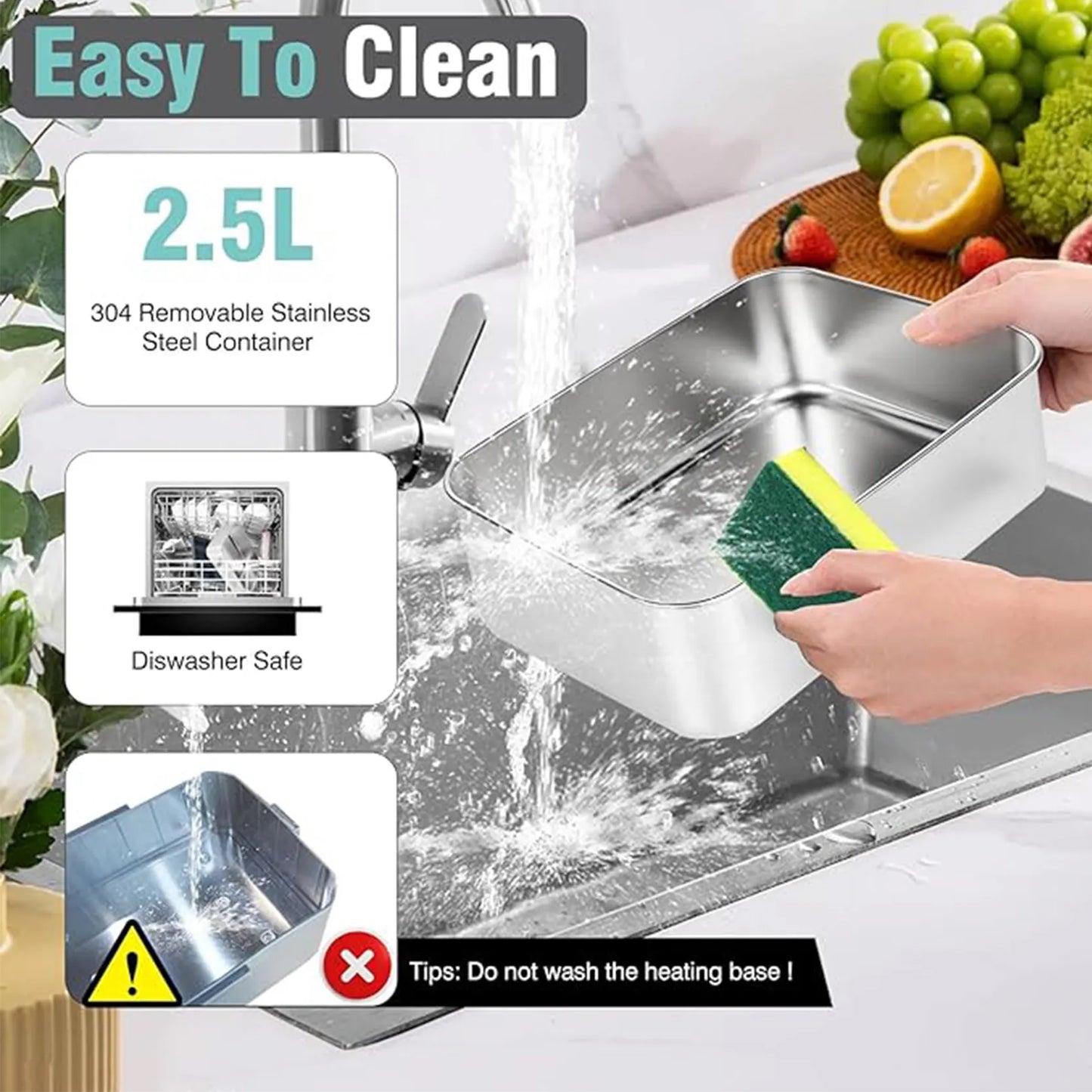 TINSOL New 3.5L Electric Heated Lunch Box No Water Refillable Food Heated Lunch Box Car Work Lunch Heater 90W Fast Heating