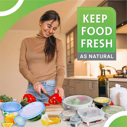 Silicone Stretch Lids- snugly seal your bowls, jars, fruits, and more (6pcs)