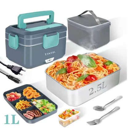 TINSOL New 3.5L Electric Heated Lunch Box No Water Refillable Food Heated Lunch Box Car Work Lunch Heater 90W Fast Heating