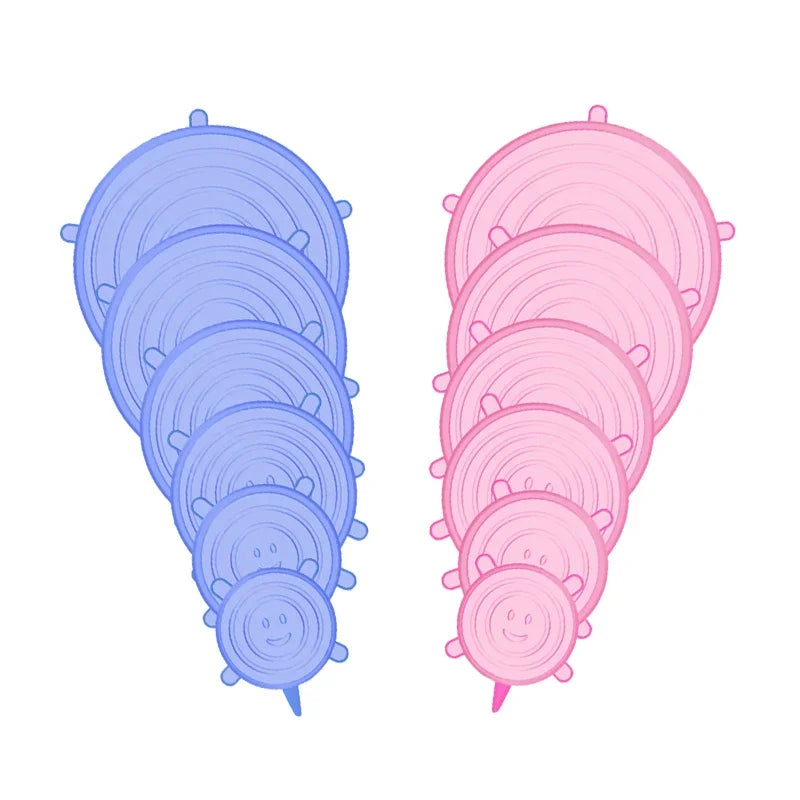 Silicone Stretch Lids- snugly seal your bowls, jars, fruits, and more (6pcs)