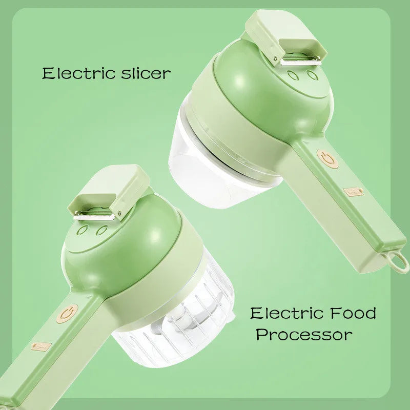 4In1 Electric Vegetable Cutter Set - Handheld Wireless Garlic Masher Food Chopper