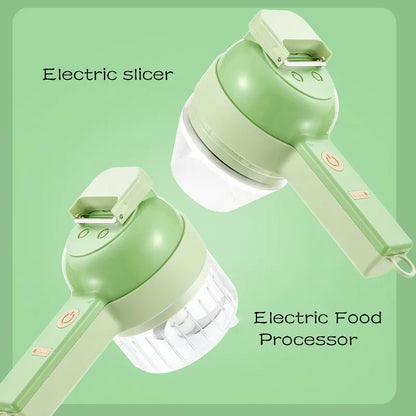 4In1 Electric Vegetable Cutter Set - Handheld Wireless Garlic Masher Food Chopper