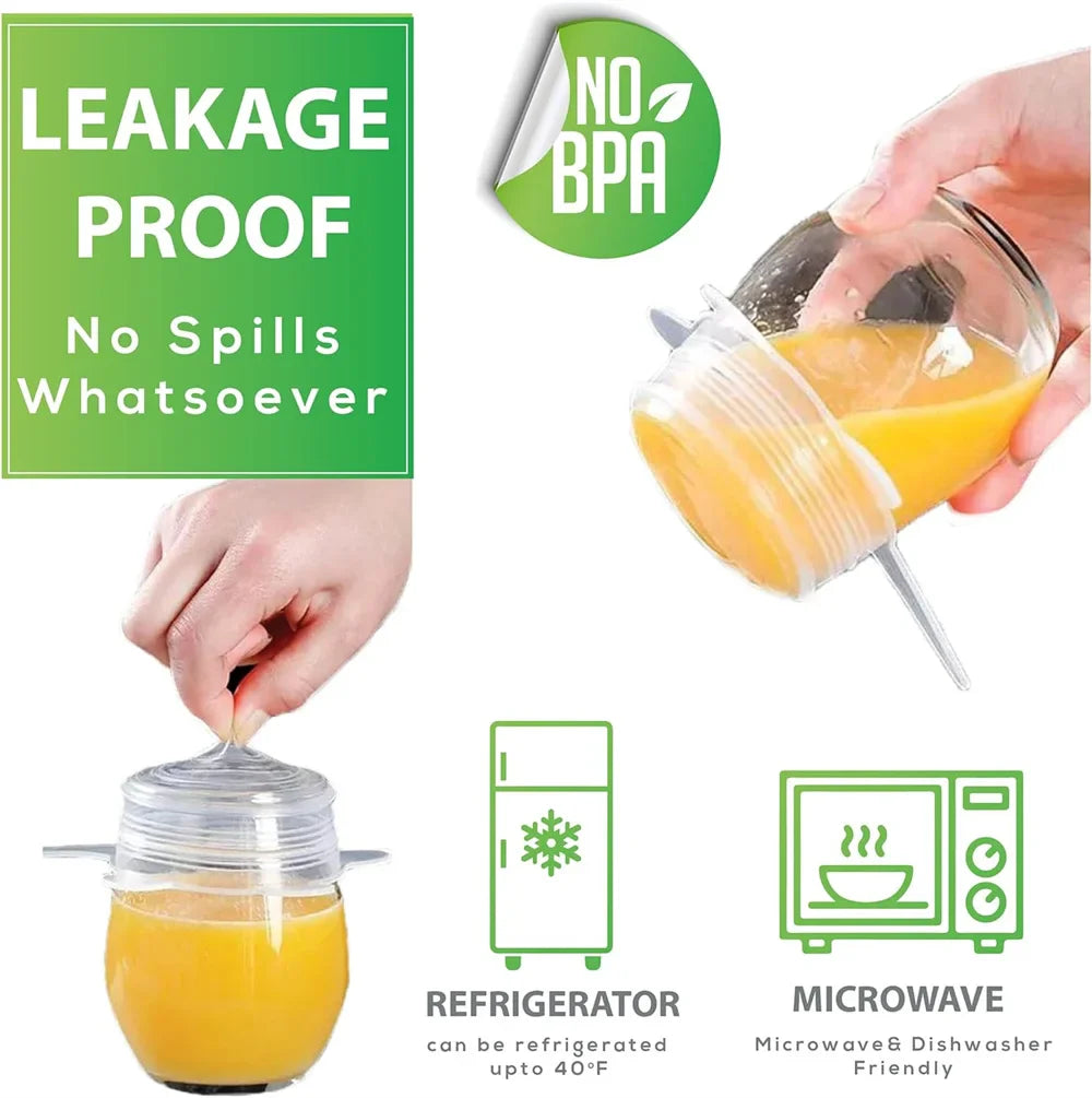 Silicone Stretch Lids- snugly seal your bowls, jars, fruits, and more (6pcs)