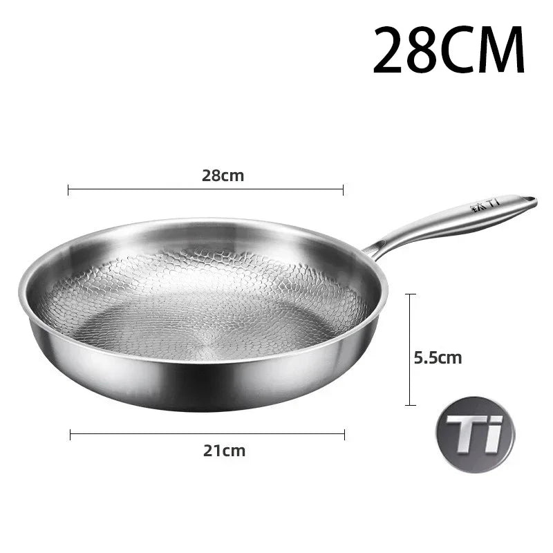 Pure Titanium Non-Stick Frying Pan - Premium Uncoated Healthy Cooking Skillet