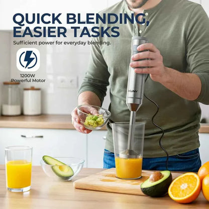 ROUNY 4-in-1 Hand Immersion Blender - 1000W Powerful Stick Blender