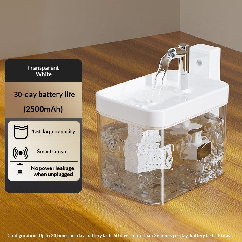 Smart Cat Water Fountain – Wireless Sensor, 1.5L Auto Dispenser