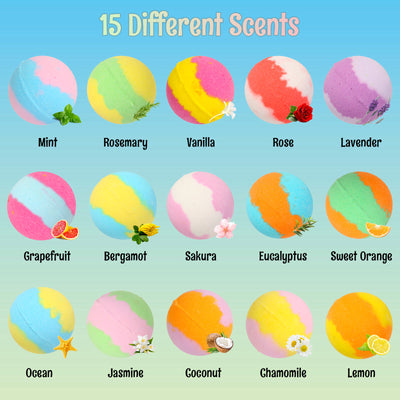 Kids Bath Bombs Gift Set – 15 Glowing Doll Bath Salts with Essential Oils